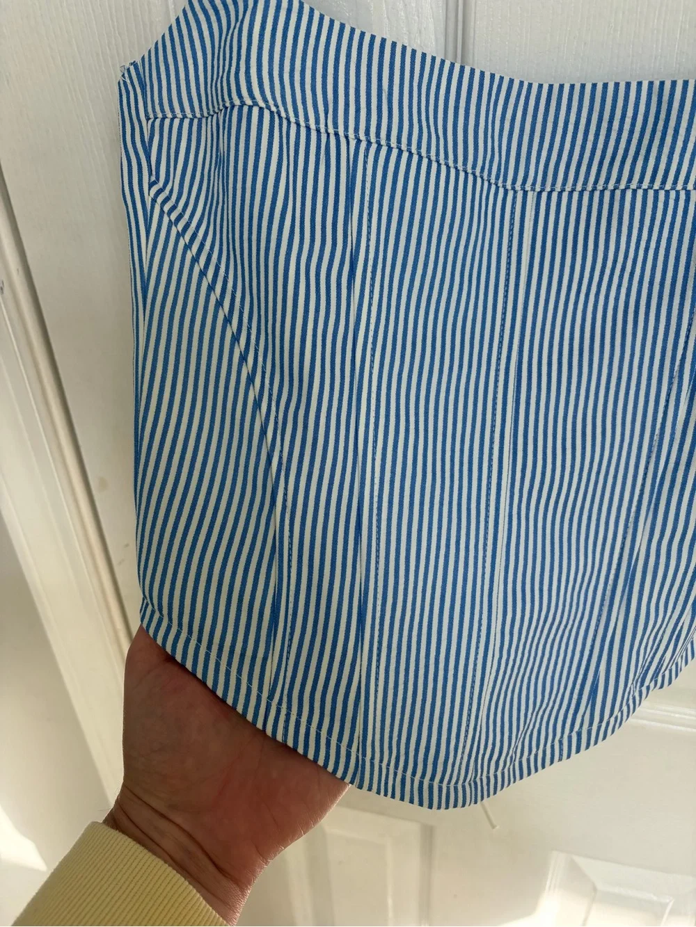 Edikted Blue and White Striped Corset Cami